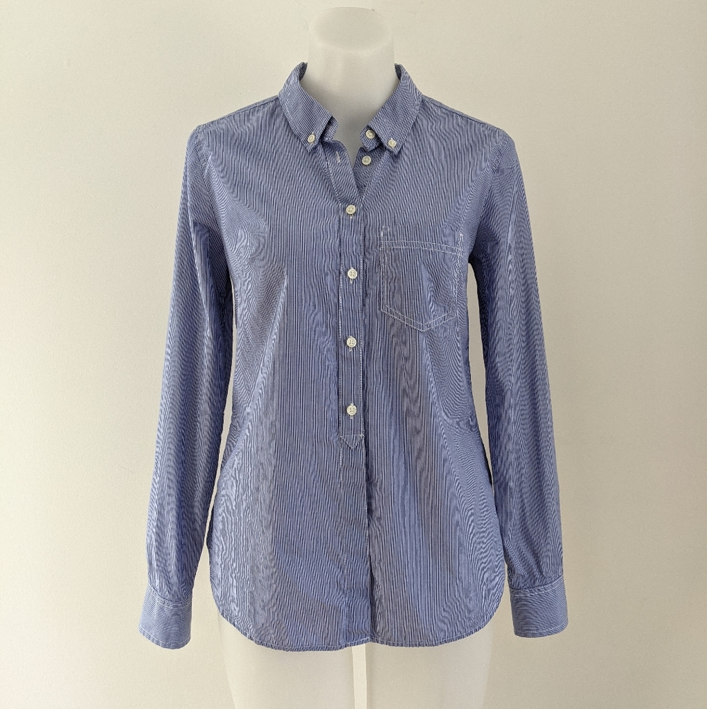 GAP Oxford Shirt, Blue Pinstripe, XS